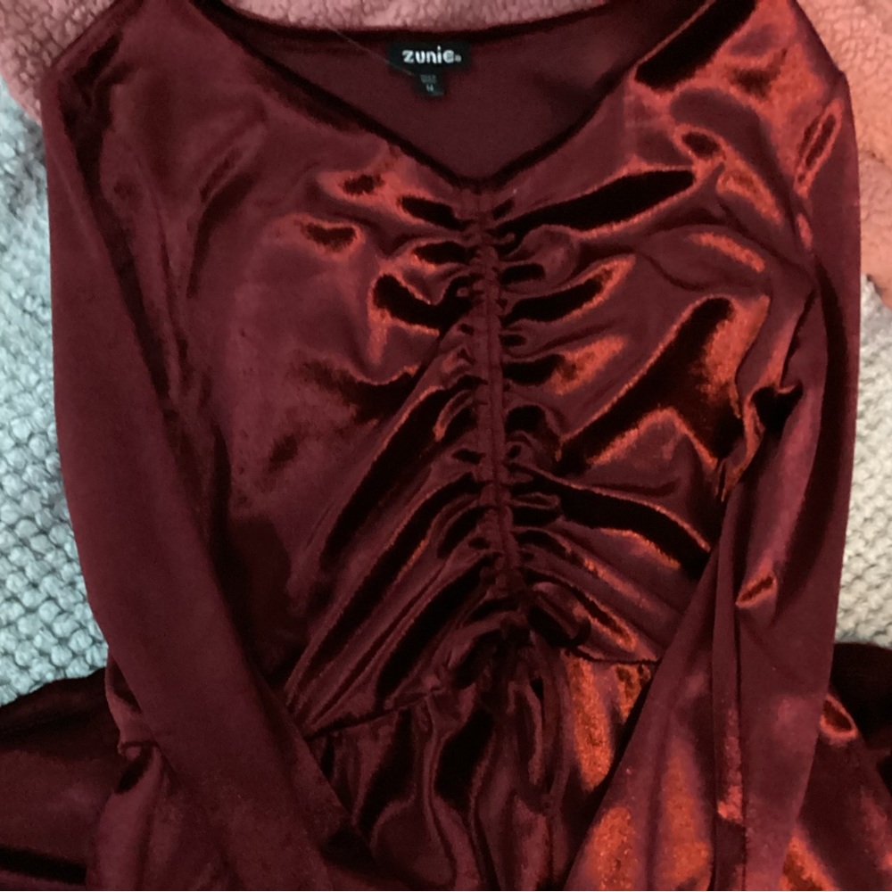 comfy red velvet dress